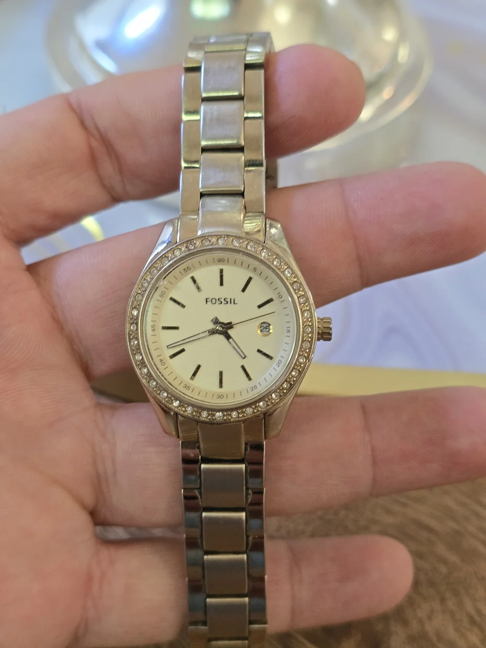Fossil Women's Silver Crystal Accent Stainless Steel Watch - Silver